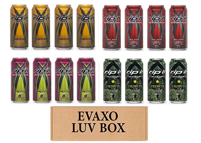  LUV BOX- Variety Rip It Energy Fuel Drinks 16 oz. RIP IT Citrus X , RIP IT Red Zone , RIP IT LeMoan'R , RIP IT Tribute. by evaxo  - 343528902808