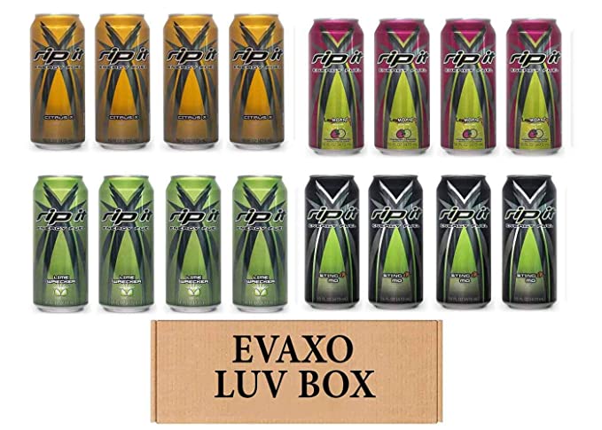  LUV BOX- Variety Rip It Energy Fuel Drinks 16 oz. RIP IT Citrus X , RIP IT LeMoan'R , RIP IT Lime Wrecker , RIP IT Sting-er MO. by evaxo  - 343528902860