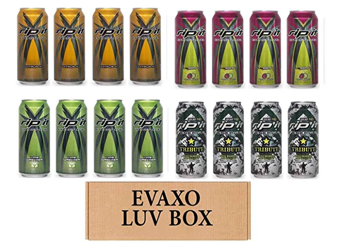  LUV BOX- Variety Rip It Energy Fuel Drinks 16 oz. RIP IT Citrus X , RIP IT LeMoan'R , RIP IT Lime Wrecker , RIP IT Tribute Sugar Free. by evaxo  - 343528902891