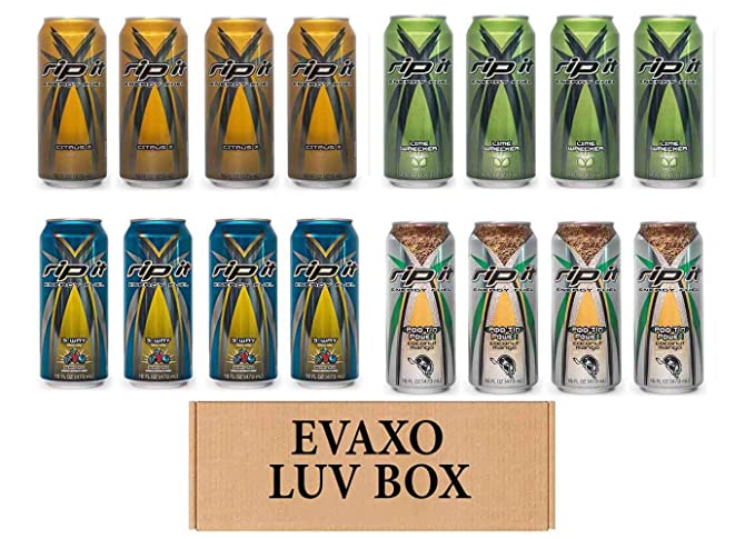 LUV BOX- Variety Rip It Energy Fuel Drinks 16 oz. RIP IT Citrus X , RIP IT Lime Wrecker , RIP IT 3-Way , RIP IT Poo Tin Power. by evaxo - 343528902921