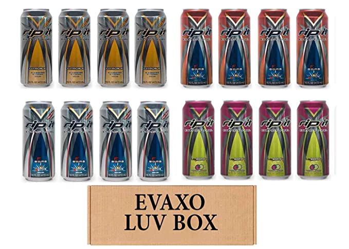  LUV BOX- Variety Rip It Energy Fuel Drinks 16 oz. RIP IT Citrus X Sugar Free , RIP IT F-Bomb , RIP IT F-Bomb Sugar Free , RIP IT LeMoan'R. By Evaxo  - 343528903218