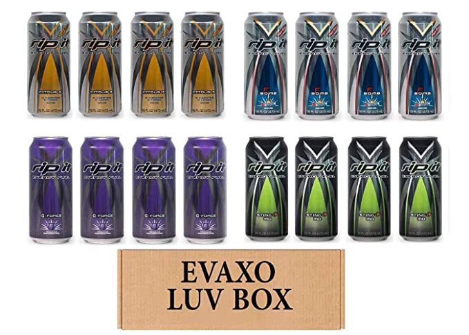  LUV BOX- Variety Rip It Energy Fuel Drinks 16 oz. RIP IT Citrus X , RIP IT F-Bomb , RIP IT G-Force , RIP IT Sting-er MO. by evaxo  - 343528903379