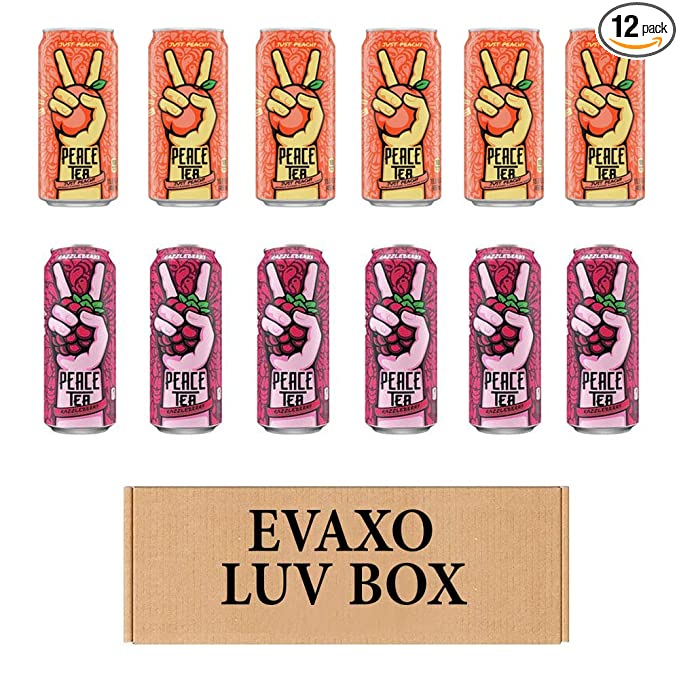  LUV BOX- variety PEACE TEA cans 15.5 oz. pack of 12 , PEACE TEA JUST PEACHY , PEACE TEA RAZZLEBERRY .by evaxo  - 343528904987