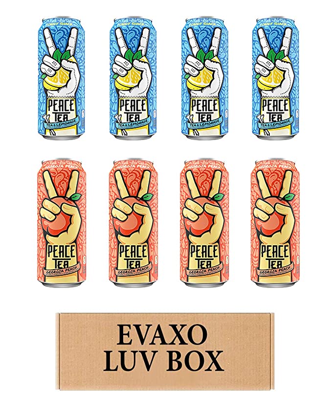 LUV BOX- variety PEACE TEA cans 23 oz. pack of 8 , PEACE TEA CADDY SHACK , PEACE TEA JUST PEACHY .by evaxo - 343528905083