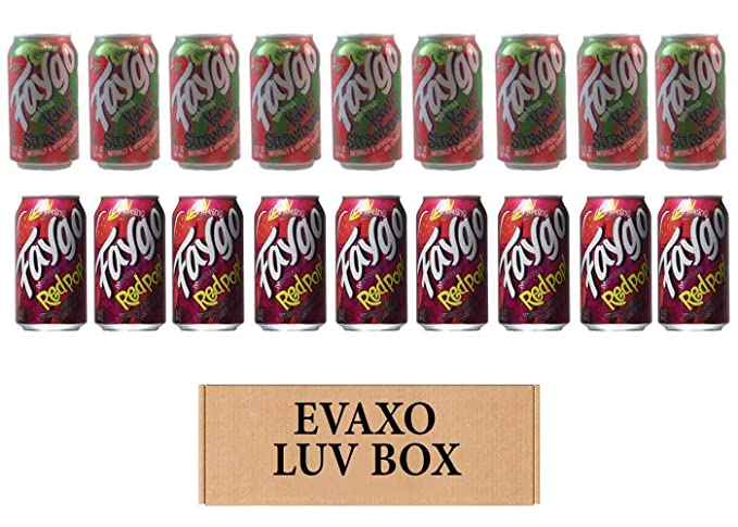  LUV BOX- variety faygo naturally flavored soda cans 12 oz. pack of 18 , faygo Kiwi_Strawberry , faygo RED POP.by evaxo  - 343528905472