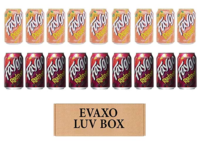 LUV BOX- variety faygo naturally flavored soda cans 12 oz. pack of 18 , faygo peach , faygo RED POP.by evaxo  - 343528905618