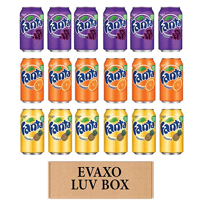 LUV BOX- variety FANTA CANS LOVERS 12 oz. pack of 18 , FANTA GRAPE , FANTA ORANGE , FANTA PINEAPPLE .by evaxo - 343528905960