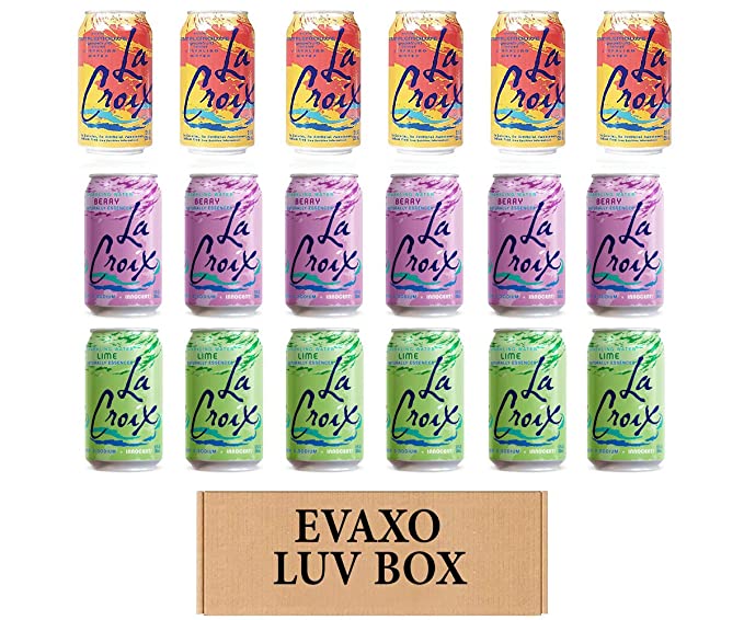  LUV BOX- variety La croix sparkling water cans 12 oz. pack of 18 , Grape fruit , Berry , Lime.by evaxo  - 343528907216