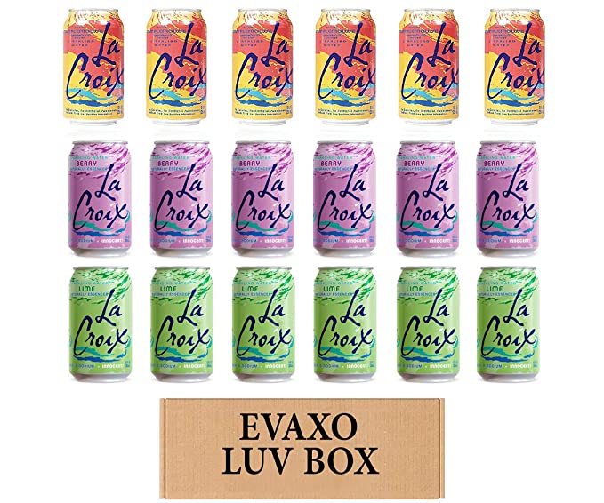  LUV BOX- variety La croix sparkling water cans 12 oz. pack of 18 , Grape fruit , Berry , Lime.by evaxo  - 343528907216