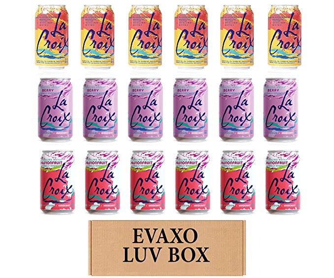  LUV BOX- variety La croix sparkling water cans 12 oz. pack of 18 , Grape fruit , Berry , Passion fruit.by evaxo  - 343528907223