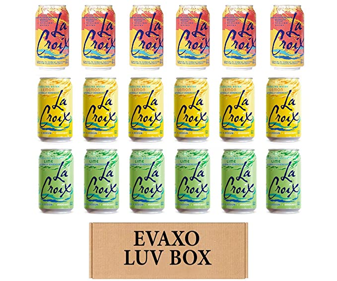 LUV BOX- variety La croix sparkling water cans 12 oz. pack of 18 , Grape fruit , Lemon , Lime.by evaxo - 343528907230