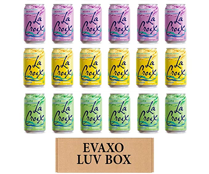  LUV BOX- variety La croix sparkling water cans 12 oz. pack of 18 , Berry , Lemon , Lime.by evaxo  - 343528907261