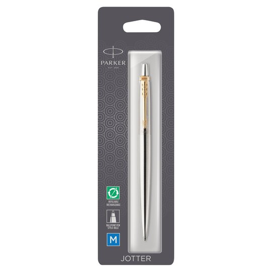 Parker Jotter Stainless Steel Gold Trim Ball Pen - 3501179532066