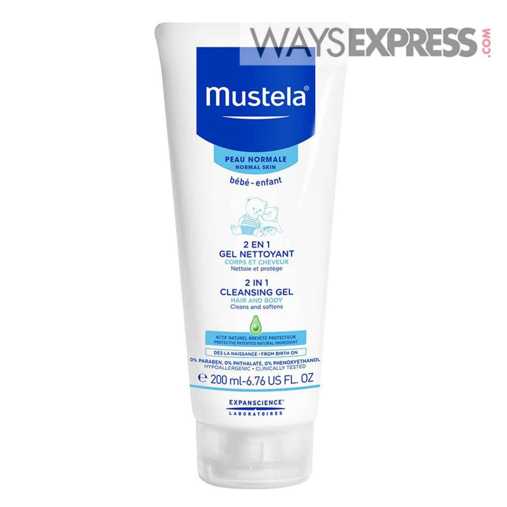 MUSTELA 2 IN 1 CLEANSING GEL FOR HAIR AND BODY 200ML - 3504105028183