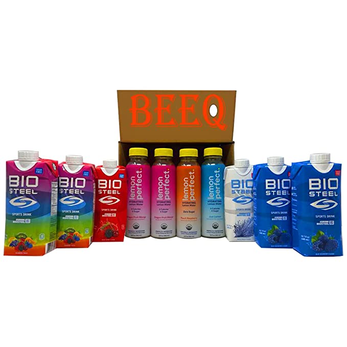  BEEQ BOX VARIETY SPORT DRINKS, 2 DIFFERENT BRANDS, 7 DIFFERENT FLAVORS| Just Lemon ,Peach Raspberry , Dragon Fruit Mango| Organic Cold-Pressed Lemon Water, Squeezed from Real Fruit, Flavored Water, Sugar-Free, Keto Certified, No Artificial Ingredients, 1 - 352154302326