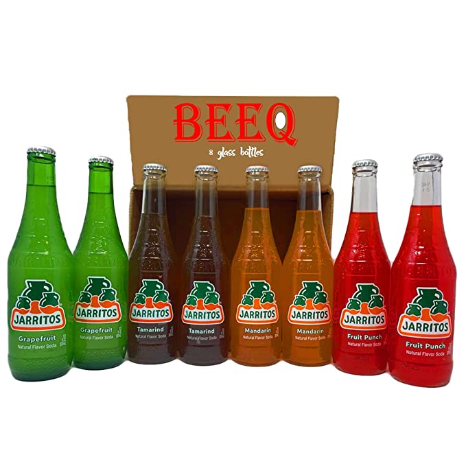  BEEQ BOX Mexican Soft Soda Drink, Grapefruit, Mandarin, Fruit punch, Tamarind - Variety Pack, 12.5oz Glass Bottle (Pack of 8)  - 352154302517