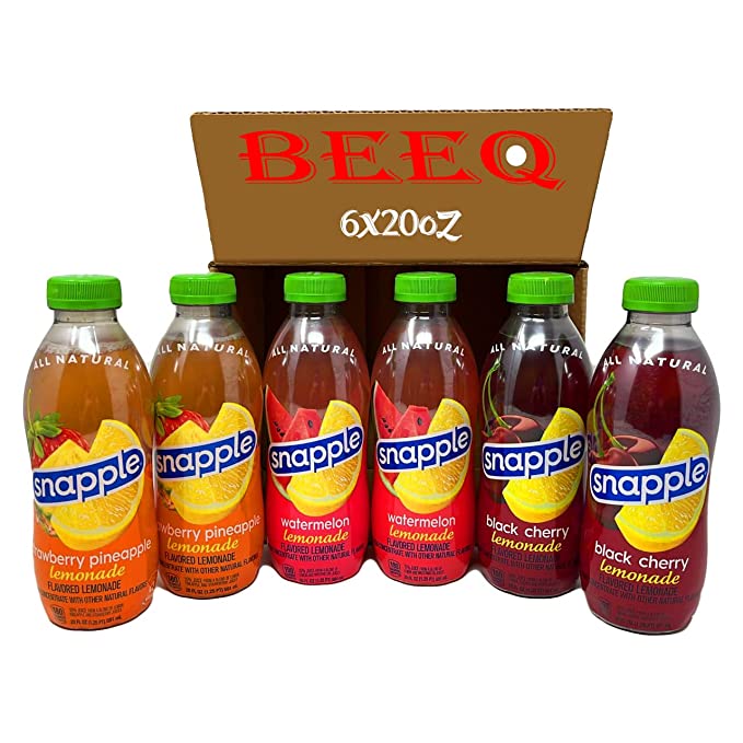  BEEQ Box Iced Tea Variety Pack, 3 different flavors, Black Cherry lemonade, Watermelon lemonade, Strawberry Pineapple Lemonade, 20 Oz. Bottles, 6 pack  - 352154303002