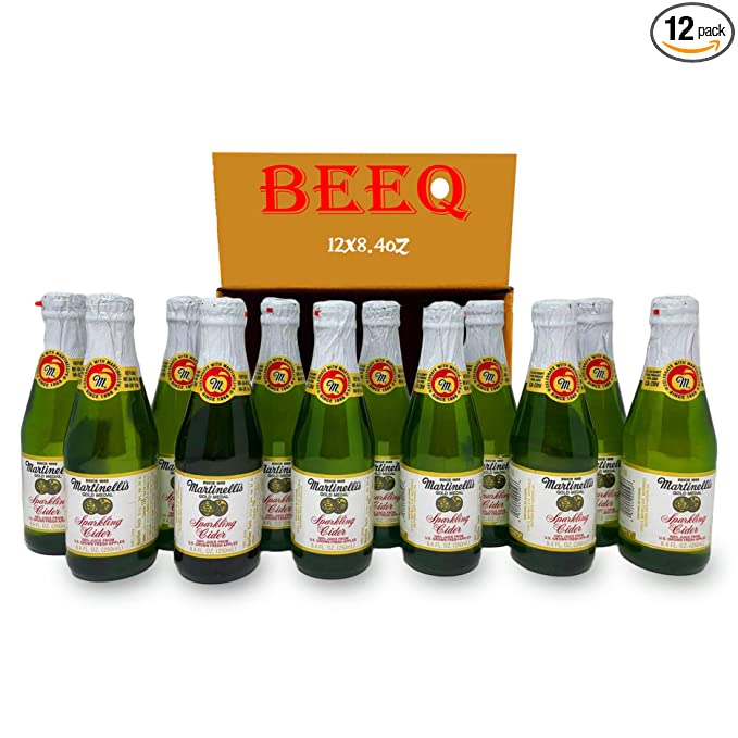 BEEQ Sparkling Apple Cider,Glass Bottles, 100% pure carbonated apple juice from U.S. grown fresh apples, vitamin C, no water, no concentrates, no sweeteners or chemical preservatives. 8.4 oz, Pack of(12) - 352154303385