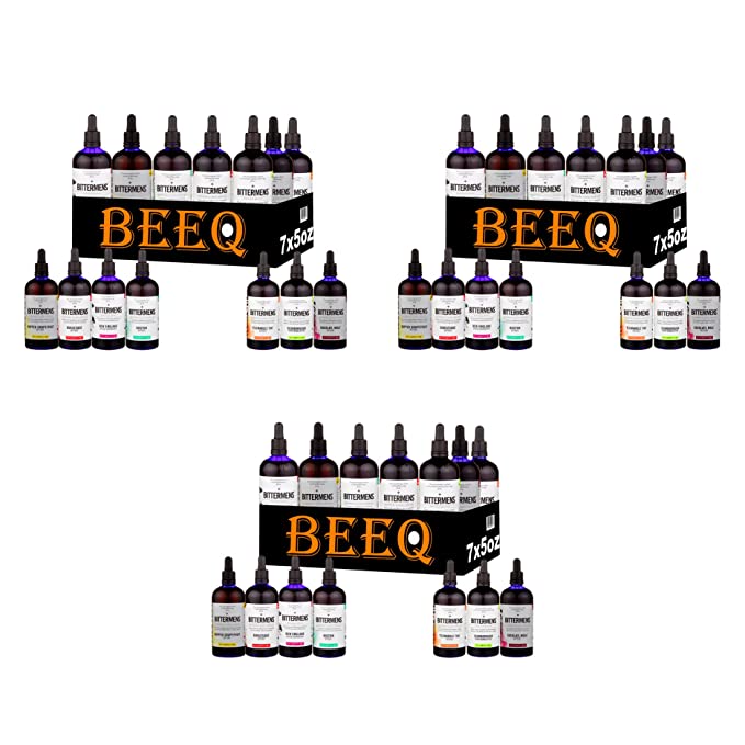 BEEQ- Bittermens Cocktail Bitters Collection - 7 Different Flavors, 5oz, Pack of (21) - 352154306836