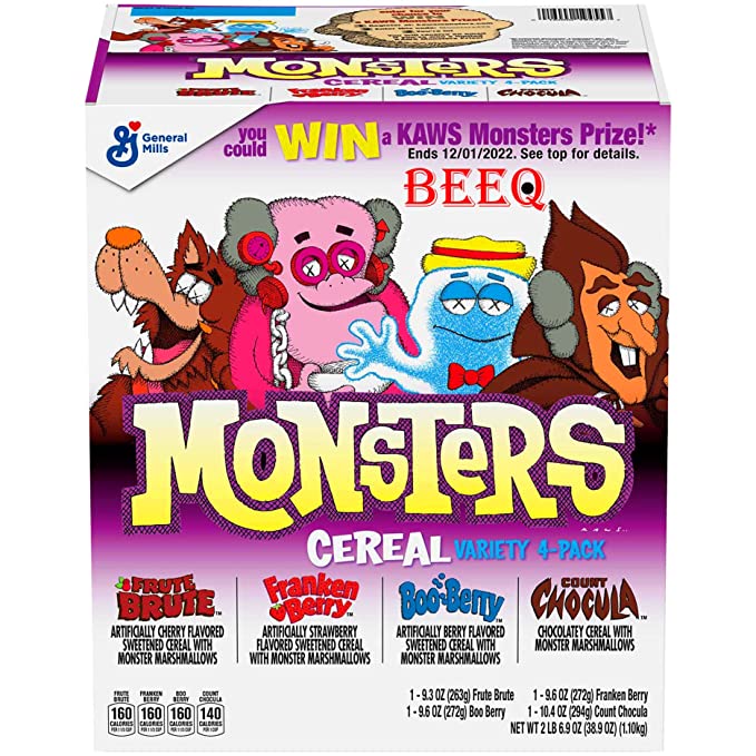 BEEQ Monsters Breakfast Cereal, Quadruple Variety Pack (4 pk.), Pack of (1) - 352154310567