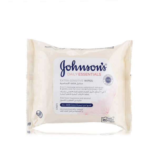 Johnson and Johnson fragrance free facial wipes 25s - Waitrose UAE & Partners - 3574660583403