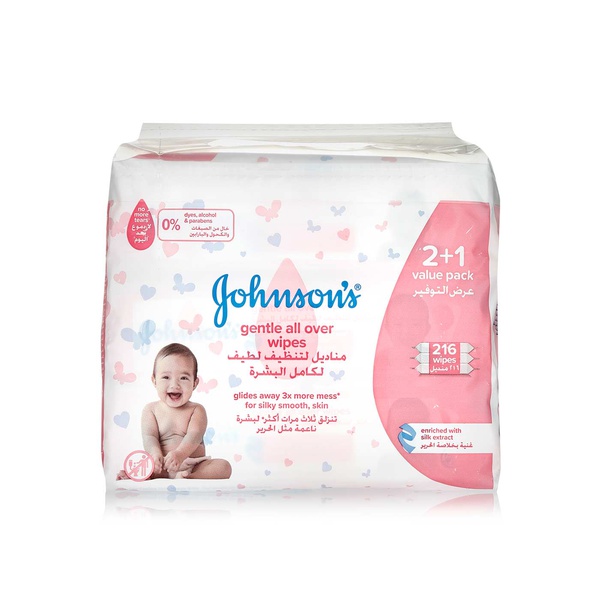 Johnson's gentle all over wipes 72s 2+1 free - Waitrose UAE & Partners - 3574661422381