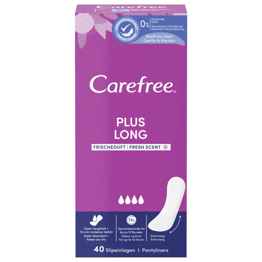Carefree Plus Slipeinlagen Long Frischeduft 40 Stück - 3574661487342