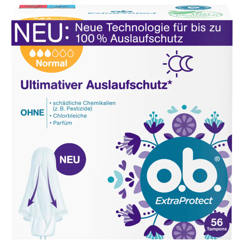 o.b. Tampons Flexia Tag+Nacht Normal 56 Stück - 3574661577845