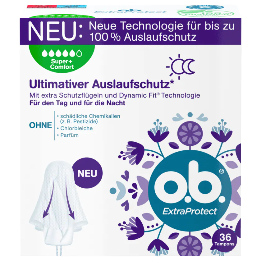 o.b. Tampons Flexia Tag + Nacht Super Plus 36 Stück - 3574661577869