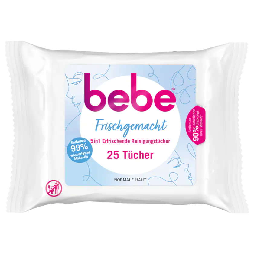 Bebe 5in1 Erfrischende Reinigungstücher 25 Stück - 3574661634388