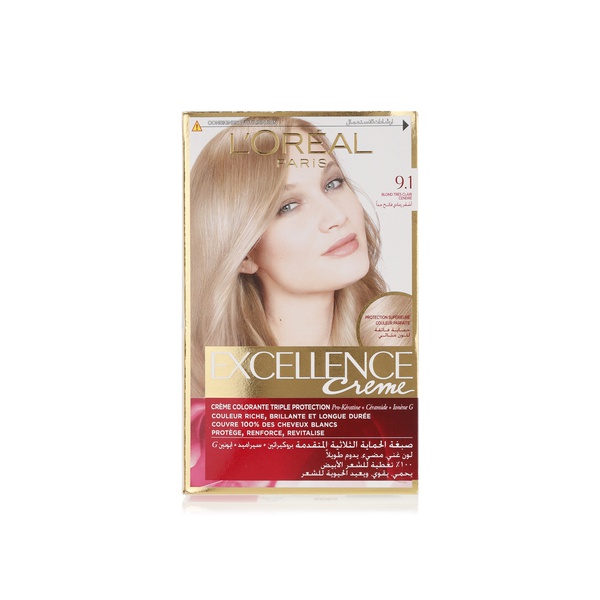 L'Oreal Paris Excellence creme permanent hair colour 9.1 very light ash blonde - Waitrose UAE & Partners - 3600520887593