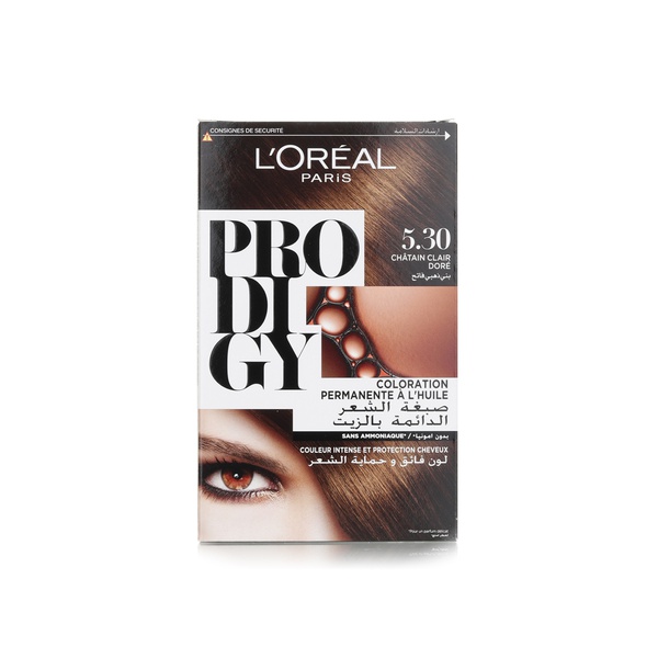 L'Oreal Paris Prodigy permanent no ammonia hair colour 5.30 light golden brown - Waitrose UAE & Partners - 3600522599302