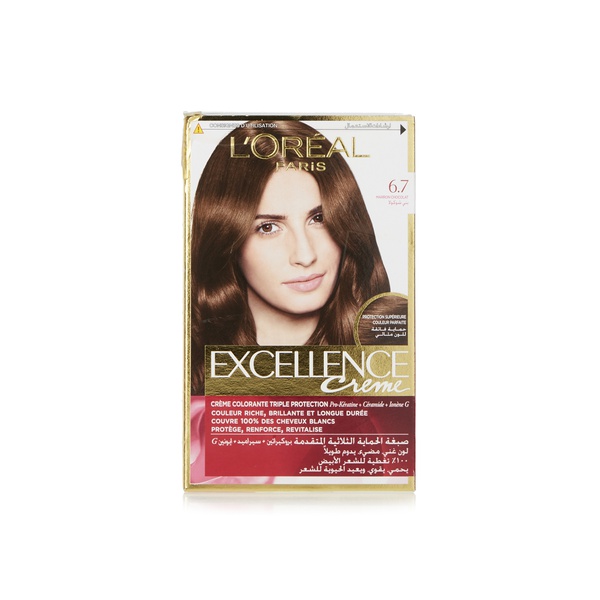 L'Oreal Paris Excellence creme permanent hair colour 6.7 chocolate brown - Waitrose UAE & Partners - 3600522831983