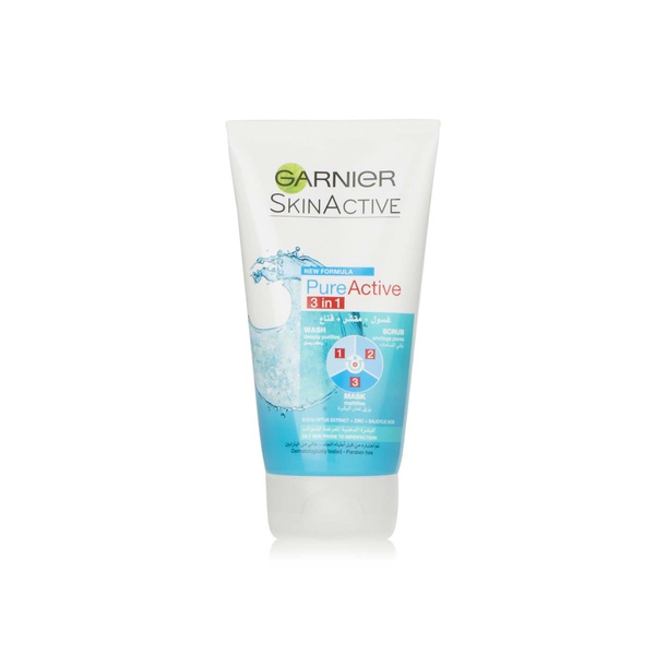Garnier SkinActive pure active 3-in-1 wash scrub and mask 150ml - Waitrose UAE & Partners - 3600541101036