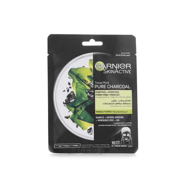 Garnier SkinActive pure charcoal face tissue mask for pore tightening 28g - Waitrose UAE & Partners - 3600542097086