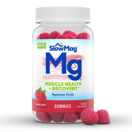 SlowMag® Mg Muscle Health + Recovery* Magnesium Citrate Supplement Gummies Berry 60 Ct - 367618117606