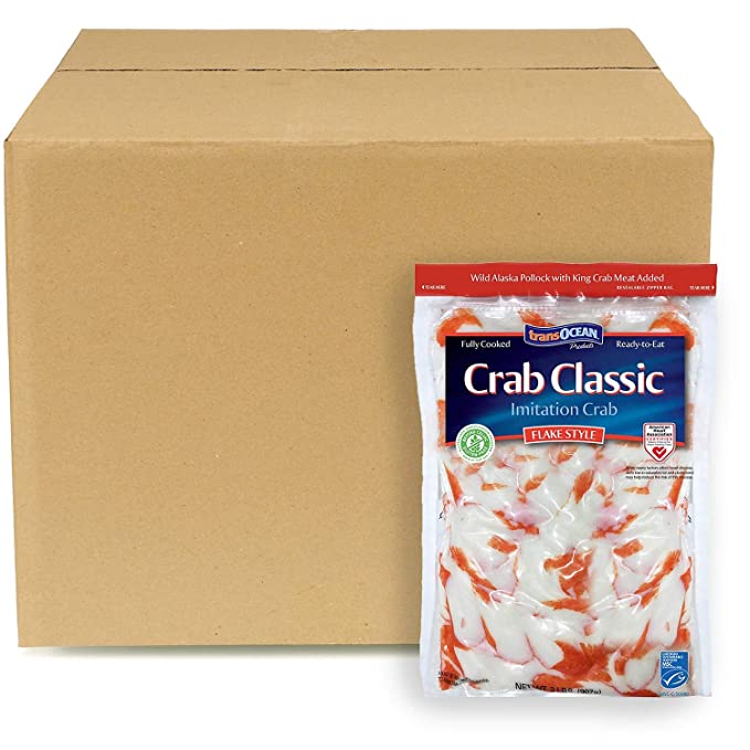  Evaxo Trans Ocean Crab Classic Imitation Crab, Flake Style, Bulk Wholesale Case (20 lbs.)  - 370621445116