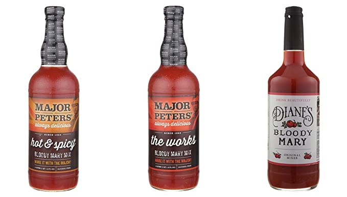 LUV BOX-Variety Bloody Mary Mix,32 Oz,Pack of 3,MAJOR PETERS HOT & SPICY BLOODY MARY MIX,DIANE'S BLOODY MARY BLOODY MARY MIX ORIGINAL,MAJOR PETERS THE WORKS BLOODY MARY MIX .By Evaxo - 370621476455