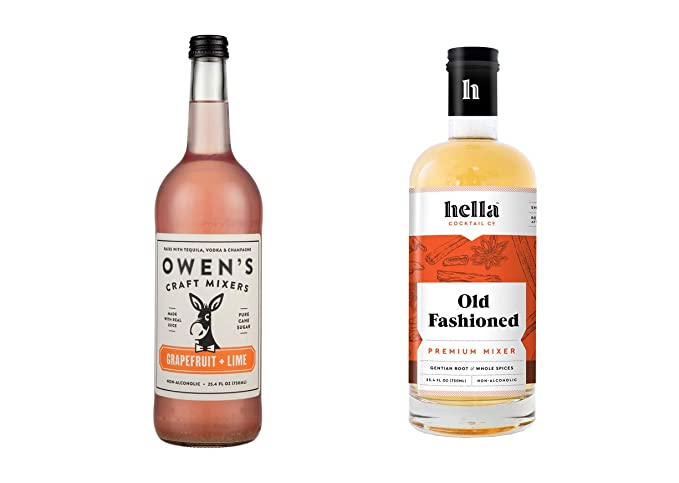 LUV BOX-Variety COCKTAIL MIXERS,750 ml,Pack of 2,OWEN'S CRAFT MIXERS GRAPEFRUIT + LIME MIXER,HELLA COCKTAIL CO. OLD FASHIONED MIX - 370621478800