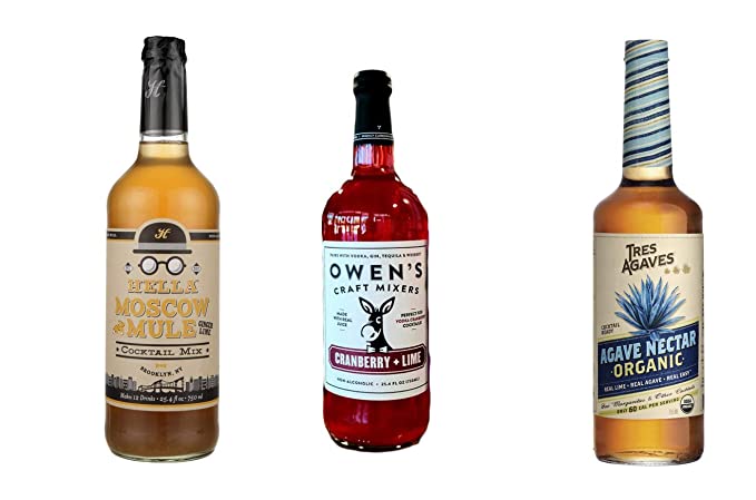 LUV BOX-Variety COCKTAIL MIXERS,750 ml,Pack of 3,TRES AGAVES AGAVE NECTAR,HELLA COCKTAIL CO. MOSCOW MULE MIX,OWEN'S CRAFT MIXERS CRANBERRY + LIME MIXER by evaxo - 370621479012