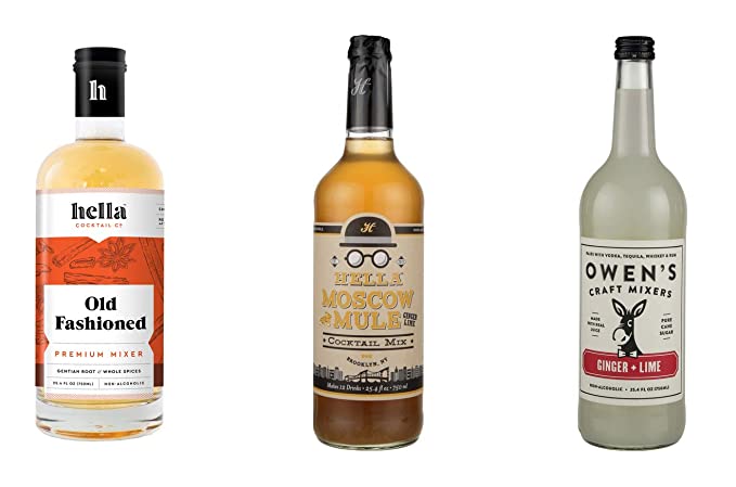 LUV BOX-Variety COCKTAIL MIXERS,750 ml,Pack of 3,OWEN'S CRAFT MIXERS GINGER + LIME MIXER,HELLA COCKTAIL CO. MOSCOW MULE MIX,HELLA COCKTAIL CO. OLD FASHIONED MIX - 370621479104