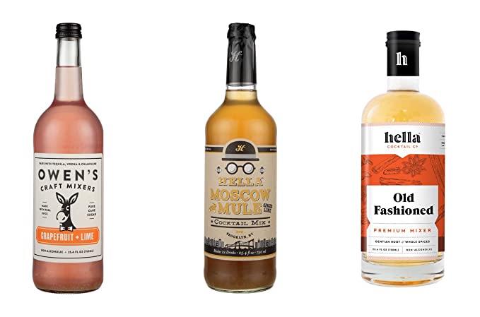 LUV BOX-Variety COCKTAIL MIXERS,750 ml,Pack of 3,OWEN'S CRAFT MIXERS GRAPEFRUIT + LIME MIXER,HELLA COCKTAIL CO. MOSCOW MULE MIX,HELLA COCKTAIL CO. OLD FASHIONED MIX - 370621479166