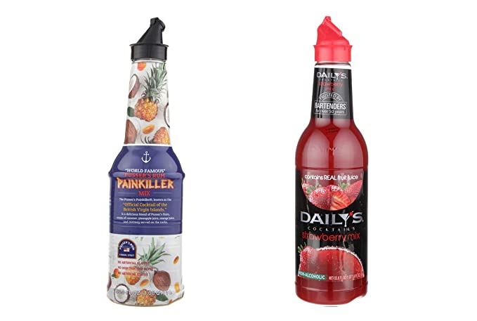  LUV BOX-Variety COCKTAIL MIXERS,33.8 Oz,Pack of 2,PUSSER'S PAINKILLER MIX,DAILY'S STRAWBERRY DAIQUIRI MIX by evaxo  - 370621479357