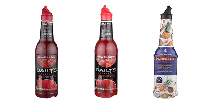LUV BOX-Variety COCKTAIL MIXERS,33.8 Oz,Pack of 3,PUSSER'S PAINKILLER MIX,DAILY'S RASPBERRY DAIQUIRI MIX,DAILY'S STRAWBERRY DAIQUIRI MIX by evaxo - 370621479623