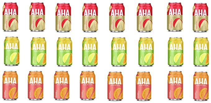  LUV BOX-Variety AHA Sparkling Water Pack , 12 oz , Pack of 24, APPLE + GINGER , ORANGE GRAPEFRUIT , CITRUS GREEN TEA  - 370621491113
