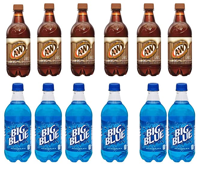  LUV BOX-Variety Soft Drinks Pack , 20 oz , Pack of 12,A&W ROOT BEER , Big Blue  - 370621491380