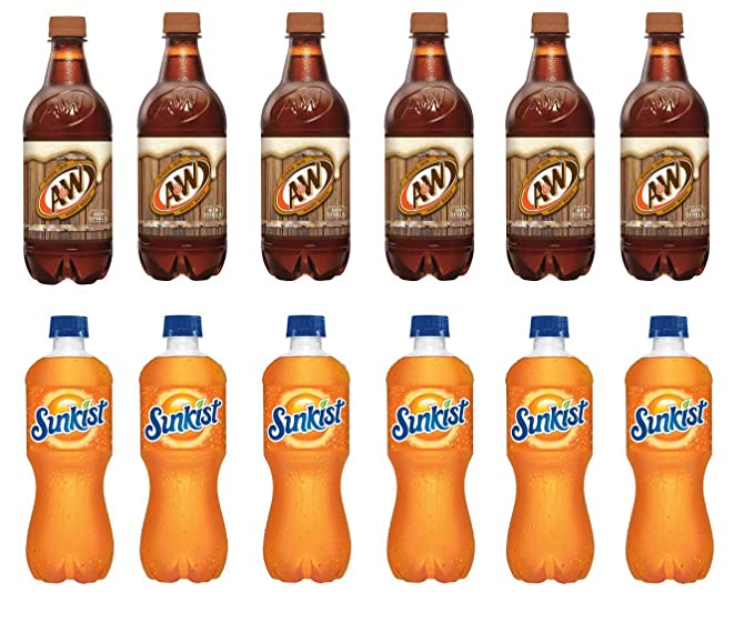  LUV BOX-Variety Soft Drinks Pack , 20 oz , Pack of 12,A&W ROOT BEER , SUNKIST ORANGE  - 370621491502