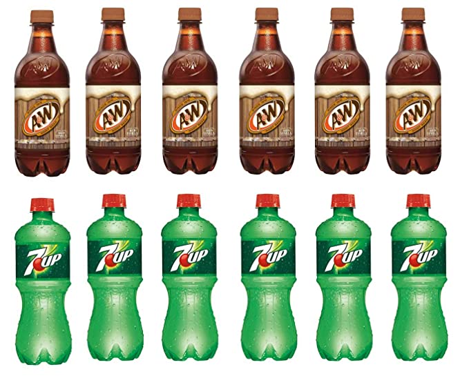 LUV BOX-Variety Soft Drinks Pack , 20 oz , Pack of 12,A&W ROOT BEER , 7UP - 370621491519