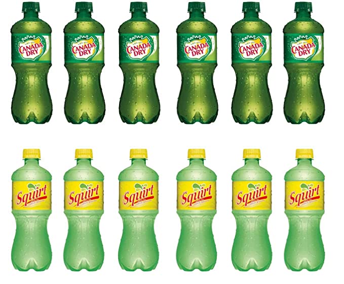  LUV BOX-Variety Soft Drinks Pack , 20 oz , Pack of 12,CANADA DRY GINGER ALE , SQUIRT GRAPEFRUIT  - 370621491656