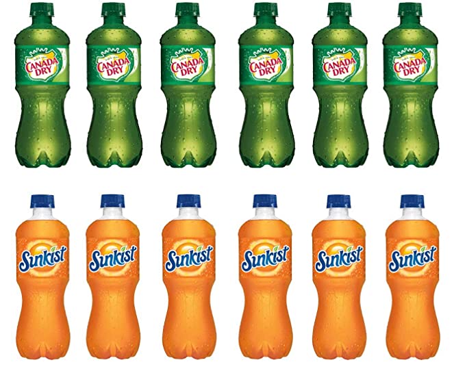  LUV BOX-Variety Soft Drinks Pack , 20 oz , Pack of 12,CANADA DRY GINGER ALE , SUNKIST ORANGE  - 370621491663